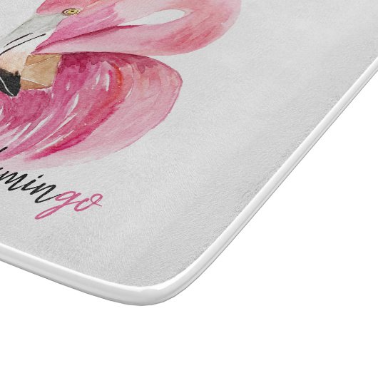 Moderne exotische Rosa Flamingo Wasserfarbe Schneidebrett (Ecke)
