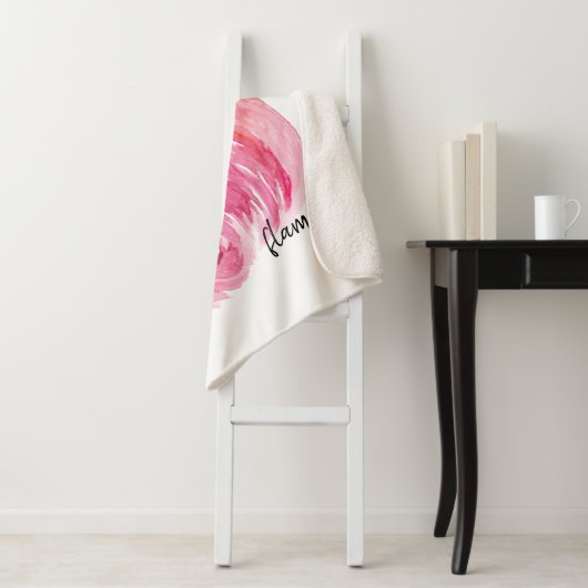 Moderne exotische Rosa Flamingo Wasserfarbe Sherpadecke (Beispiel)