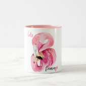 Moderne exotische Rosa Flamingo Wasserfarbe Zweifarbige Tasse (Mittel)