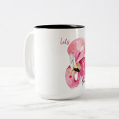 Moderne exotische Rosa Flamingo Wasserfarbe Zweifarbige Tasse (Vorderseite Links)