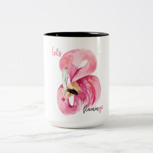 Moderne exotische Rosa Flamingo Wasserfarbe Zweifarbige Tasse