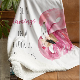Moderne exotische rosa Wasserfarbe Flamingo mit Zi Fleecedecke