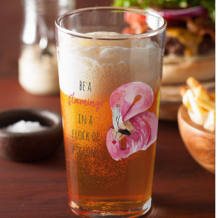Moderne exotische rosa Wasserfarbe Flamingo mit Zi Glas