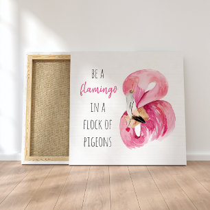 Moderne exotische rosa Wasserfarbe Flamingo mit Zi Leinwanddruck