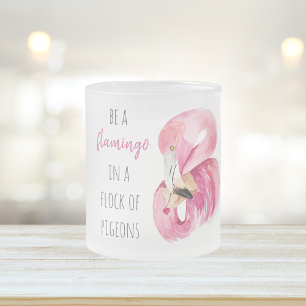 Moderne exotische rosa Wasserfarbe Flamingo mit Zi Mattglastasse