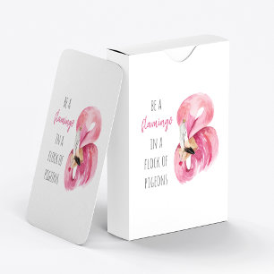 Moderne exotische rosa Wasserfarbe Flamingo mit Zi Spielkarten