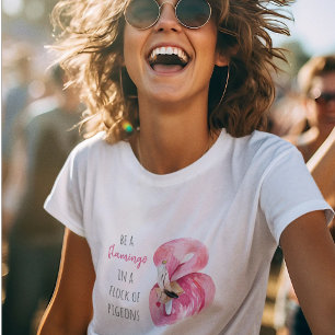 Moderne exotische rosa Wasserfarbe Flamingo mit Zi T-Shirt