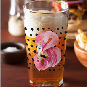 Moderne exotische rosa Wasserfarbe Flamingo & Punk Glas