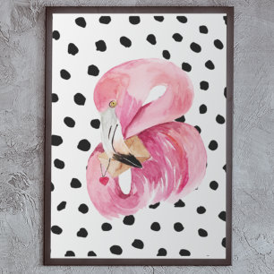 Moderne exotische rosa Wasserfarbe Flamingo & Punk Poster
