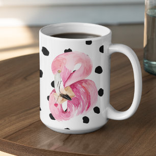 Moderne exotische rosa Wasserfarbe Flamingo & Punk Zweifarbige Tasse