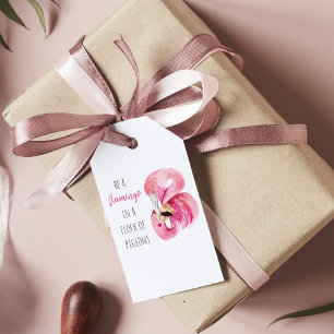 Moderne exotische rosa Wasserfarben-Flamingos mit  Geschenkanhänger