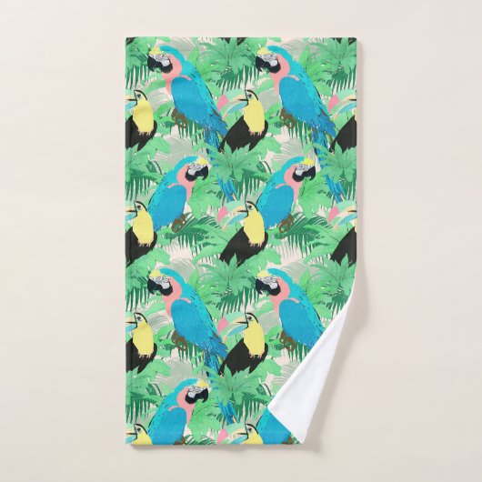 Moderne exotische Vögel & Foliage Tropical Design Badhandtuch Set (Handtuch)