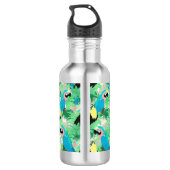 Moderne exotische Vögel & Foliage Tropical Design Edelstahlflasche (Rückseite)