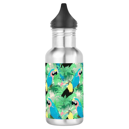 Moderne exotische Vögel & Foliage Tropical Design Edelstahlflasche (Links)
