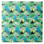 Moderne exotische Vögel & Foliage Tropical Design Fliese (Vorderseite)