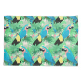 Moderne exotische Vögel & Foliage Tropical Design Kissenbezug (Rückseite-Links)