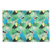 Moderne exotische Vögel & Foliage Tropical Design Kissenbezug (Rückseite-Rechts)