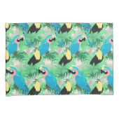 Moderne exotische Vögel & Foliage Tropical Design Kissenbezug (Vorderseite-Rechts)