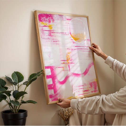 Moderne expressive rosa abstrakte Mauerkunst Poster