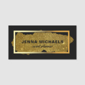 Moderne Extravagante Funkelnd Glitzer-Rectangle-Ra Namensschild (Vorderseite)