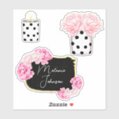 Moderne Extravagante, Girly Niedlich Pink Black Do Aufkleber (Blatt)