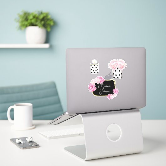 Moderne Extravagante, Girly Niedlich Pink Black Do Aufkleber (Laptop auf Schreibtisch)