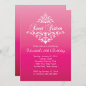 Moderne Extravagante Hot Pink 16 . Geburtstag Gebu Einladung (Vorne/Hinten)