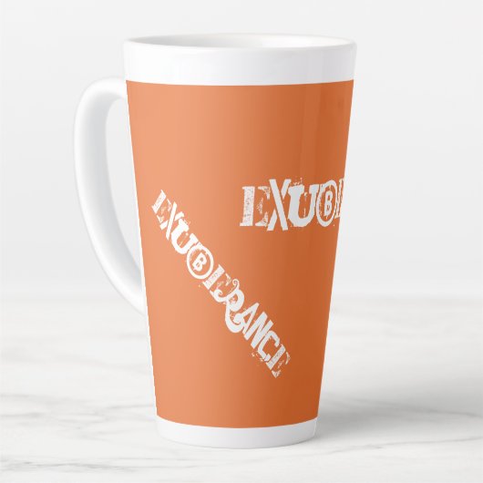 Moderne Exuberance Orange Bold Graffiti Typografie Milchtasse (Linke Ecke)