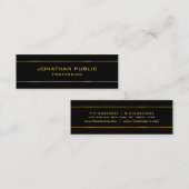 Moderne, exzellente Designvorlage Cool Schwarz Gol Mini Visitenkarte (Vorne/Hinten)