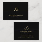 Moderne, exzellente Monogram Elegant Black Gold Lu Visitenkarte (Vorne/Hinten)