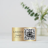 Moderne Eyelash Erweiterungen QR Code Black und Go Visitenkarte (Stehend Vorderseite)