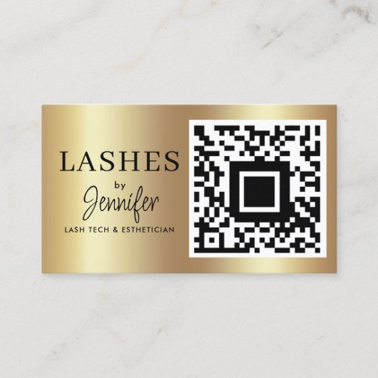 Moderne Eyelash Erweiterungen QR Code Black und Go Visitenkarte (Vorderseite)