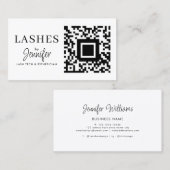 Moderne Eyelash Erweiterungen QR Code Schwarz und  Visitenkarte (Vorne/Hinten)