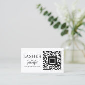 Moderne Eyelash Erweiterungen QR Code Schwarz und Visitenkarte (Stehend Vorderseite)