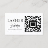 Moderne Eyelash Erweiterungen QR Code Schwarz und  Visitenkarte (Vorderseite)