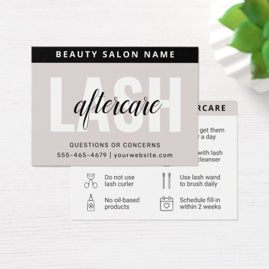 Moderne Eyelash Extensions Lash Aftercare Card (Schreibtisch)