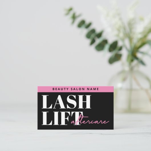 Moderne Eyelash Extensions Lash Lift Aftercare Car Visitenkarte (Stehend Vorderseite)