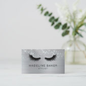 Moderne Eyelashes Makeup Silver Glitzer Lashes Las Visitenkarte (Stehend Vorderseite)