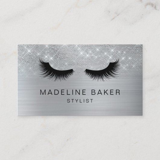Moderne Eyelashes Makeup Silver Glitzer Lashes Las Visitenkarte (Vorderseite)