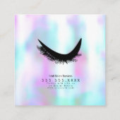 Moderne Eyelashes Salon Beauty Imitats Holographis Quadratische Visitenkarte (Rückseite)