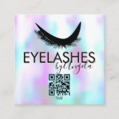 Moderne Eyelashes Salon Beauty Imitats Holographis Quadratische Visitenkarte (Vorderseite)