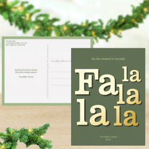Moderne Fa La Green einfache Chic Trendy Gold Folien Feiertagspostkarte