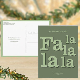 Moderne Fa La Green Einfache Weihnachtszeit Postkarte