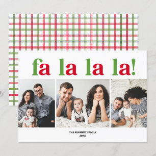 Moderne Fa La La 3 Foto Weihnachtskarte Einladung