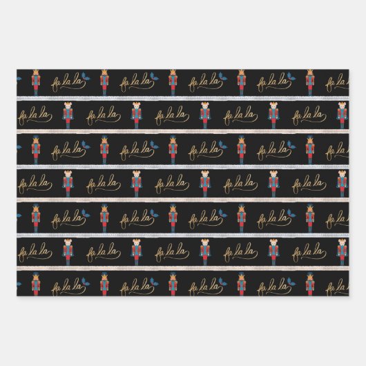 Moderne Fa La La Christmas Nutcracker Charaktere Geschenkpapier Set (Vorderseite 2)