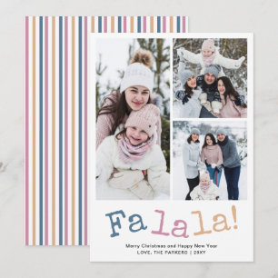 Moderne Fa La La Weihnachts-Familienfoto-Collage Feiertagskarte
