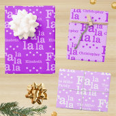 Moderne Fa La Lila Simple Add Name Weihnachten Geschenkpapier Set