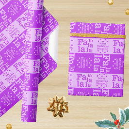 Moderne Fa La Lila Simple Christmas Add Name Geschenkpapier