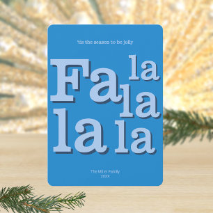 Moderne Fa La Sky Blue Einfache Typografie Chic Feiertagskarte