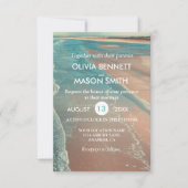 Moderne Fade Tropical Beach Sea Wedding Card Einladung (Vorderseite)